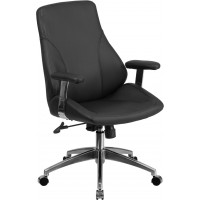 Flash Furniture BT-90068M-GG Mid-Back Black Leather Executive Swivel Office Chair
